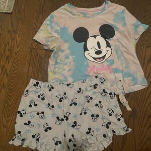 Disney Blue and Pink Pajama Set Mickey Mouse